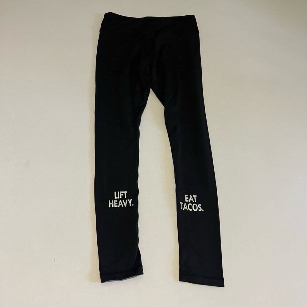 Belle & Bell Lift Heavy Eat Tacos  Active Leggings Black - M